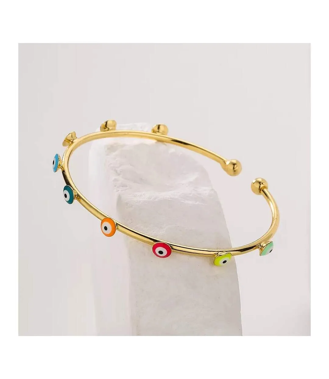 Turkish Evil Eye Adjustable Boho Geometric Open Bracelet Bangle