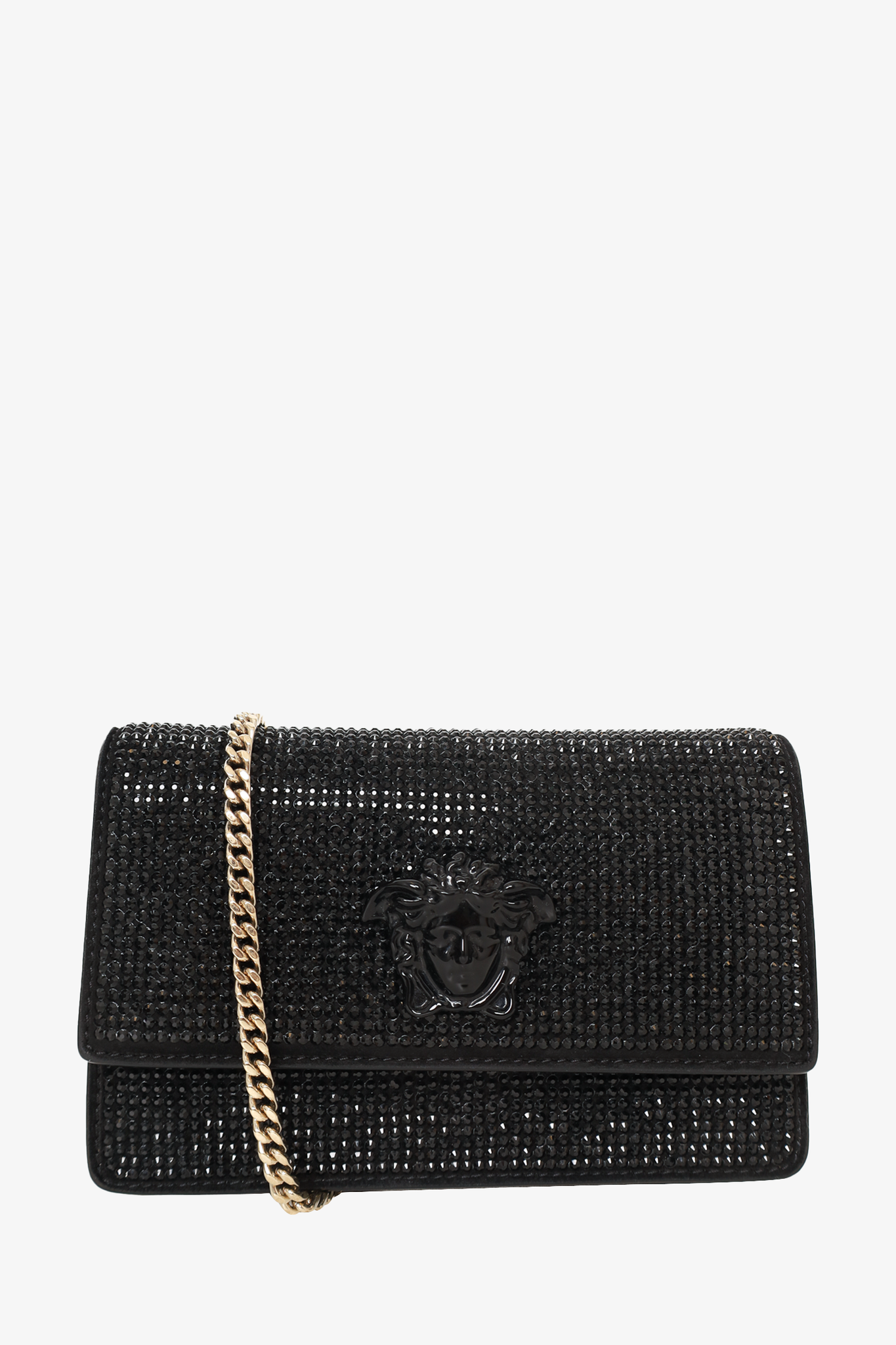 Versace Black Crystal Medusa 'Palazzo' Chain Crossbody