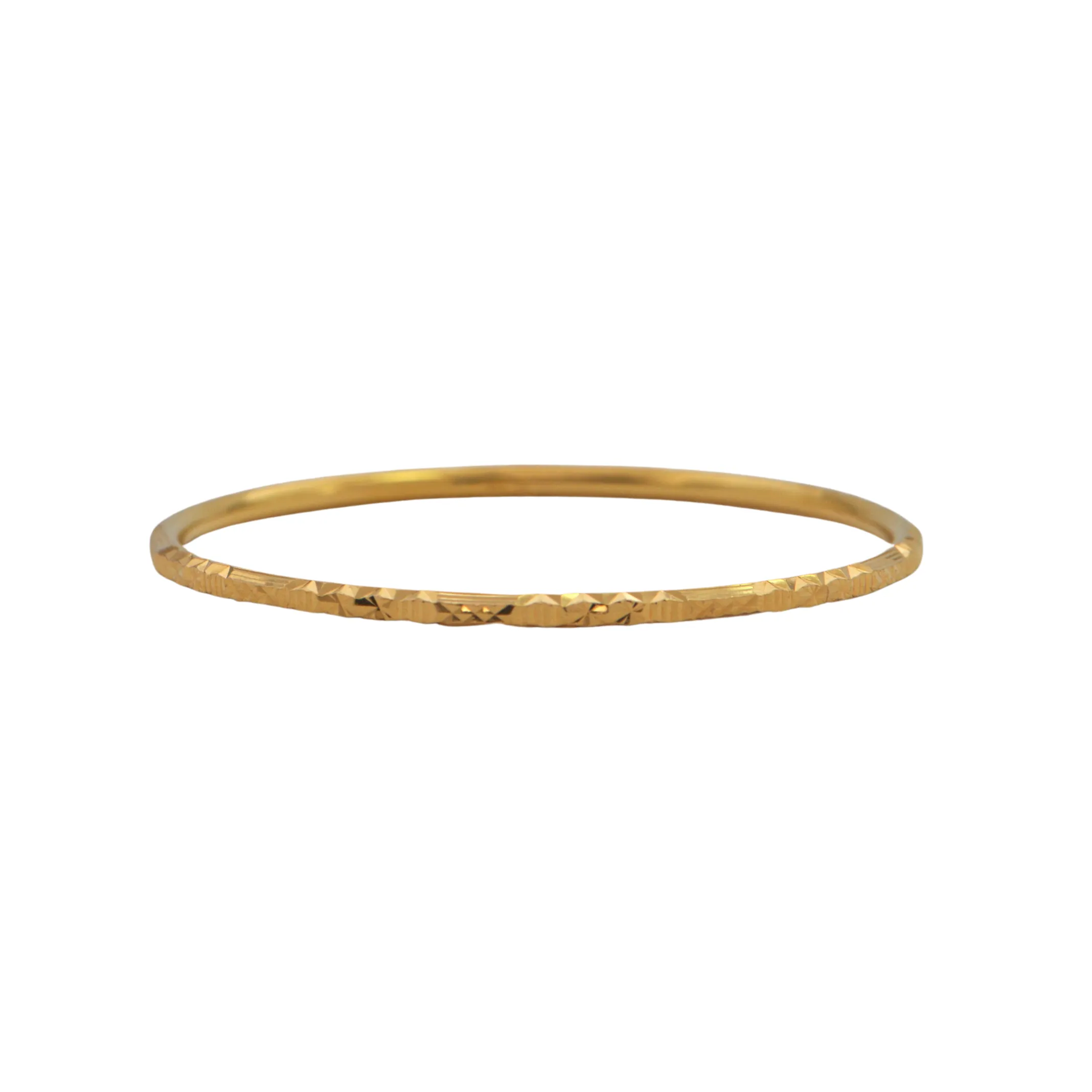 Vintage 21K Gold Etched Round Bangle Bracelet