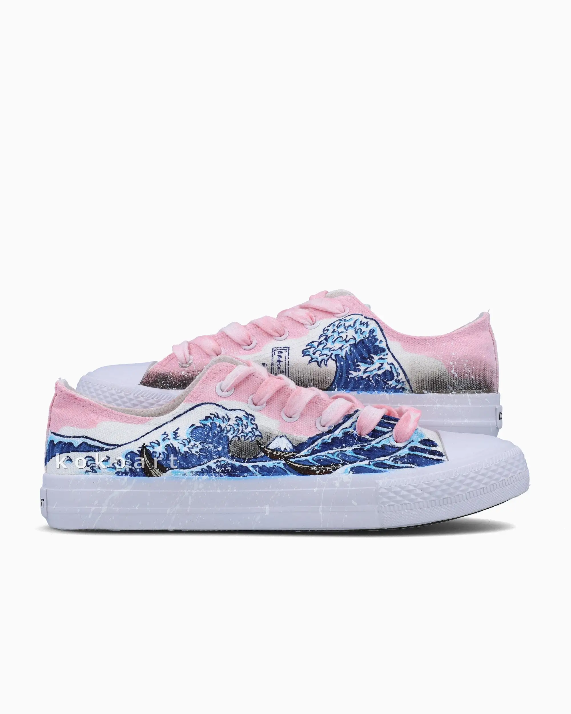 Waves Pink Hand Painted Shoes