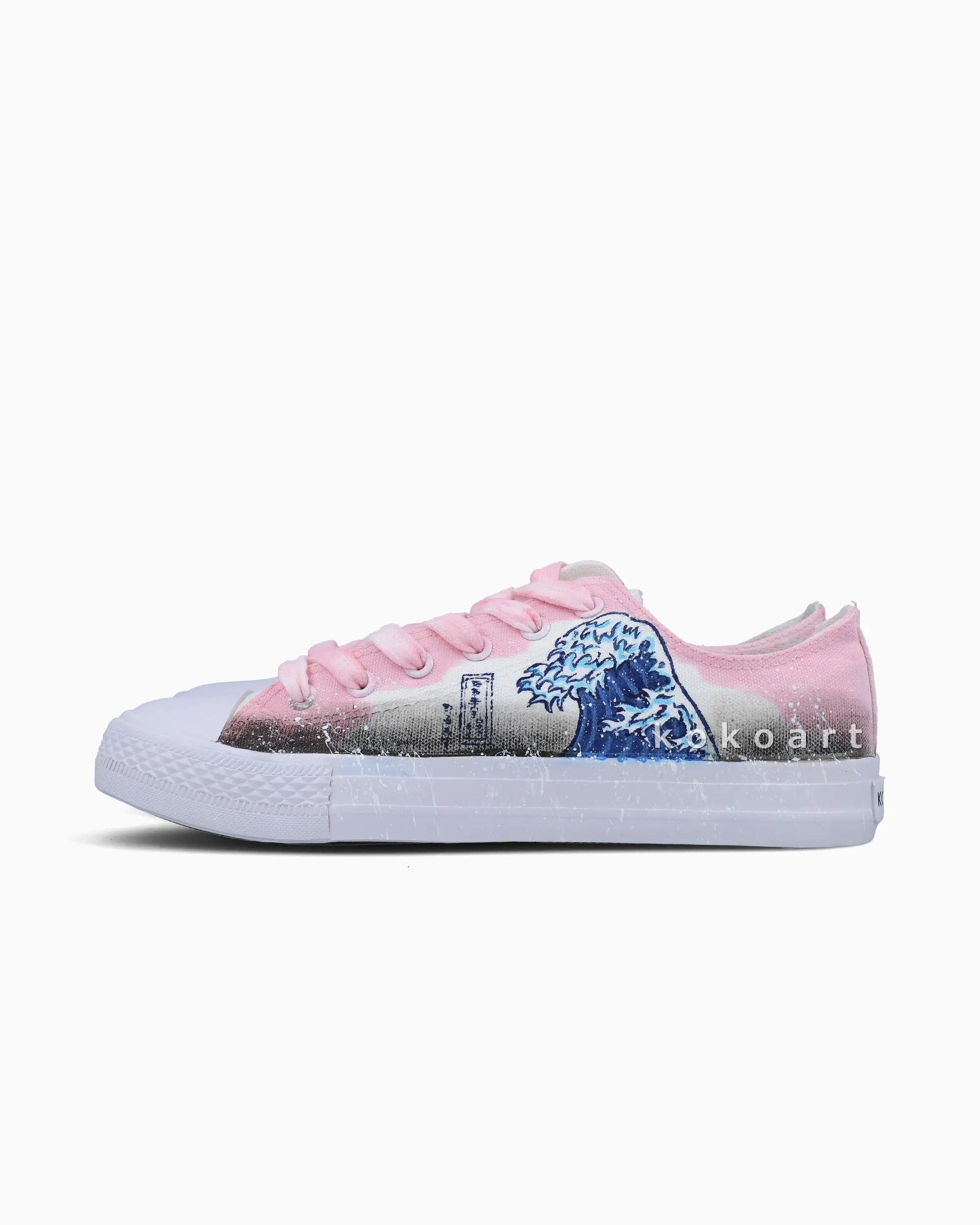 Waves Pink Hand Painted Shoes