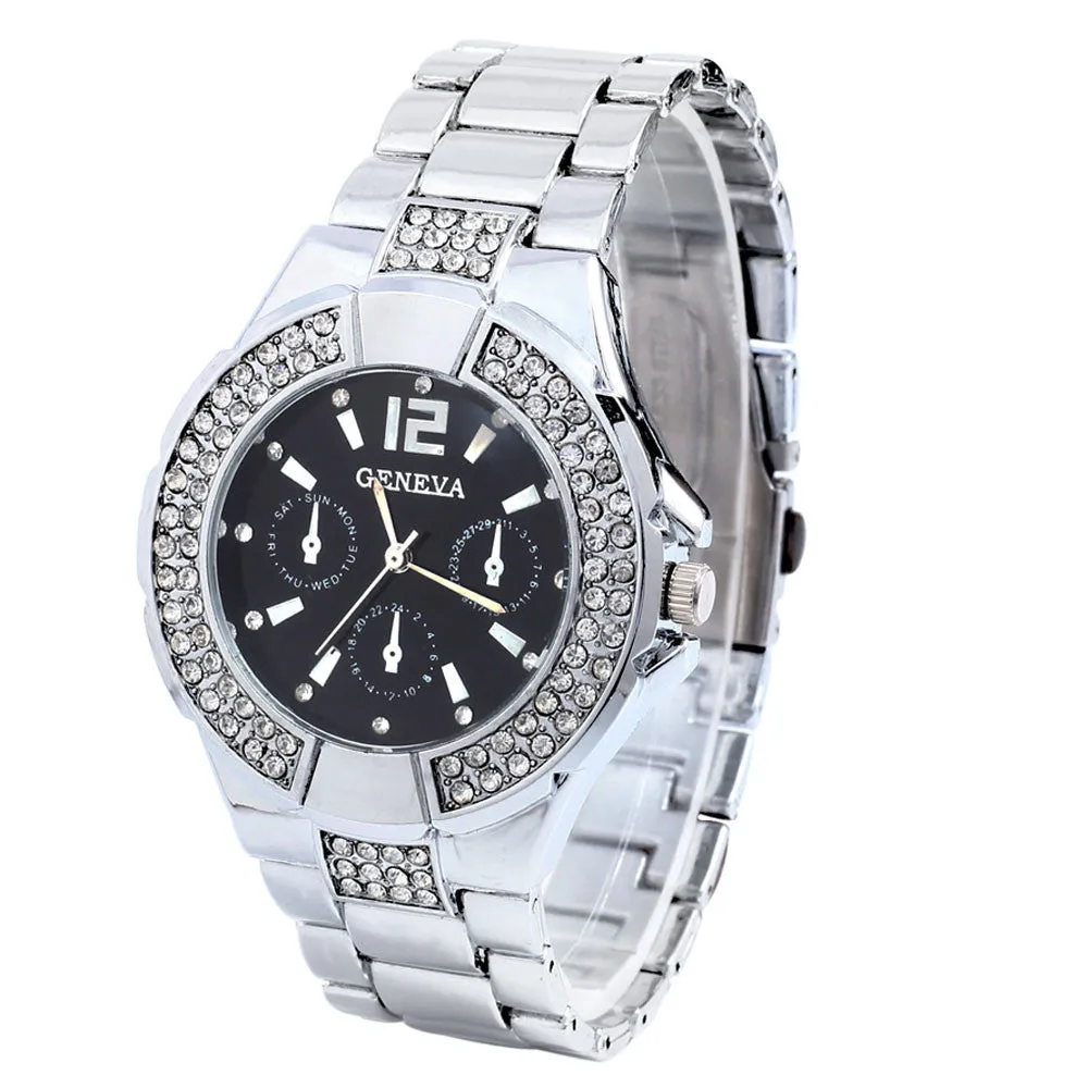 Women Watches Ladies Stainless Metal Band Dial Rhinestone Quartz Analog Wrist Luxury Watch Clock women Montre