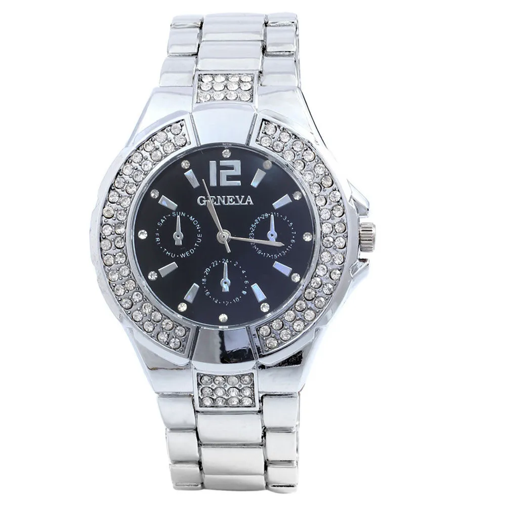 Women Watches Ladies Stainless Metal Band Dial Rhinestone Quartz Analog Wrist Luxury Watch Clock women Montre