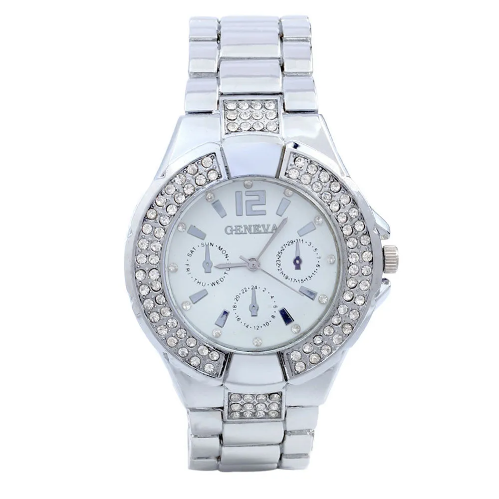 Women Watches Ladies Stainless Metal Band Dial Rhinestone Quartz Analog Wrist Luxury Watch Clock women Montre