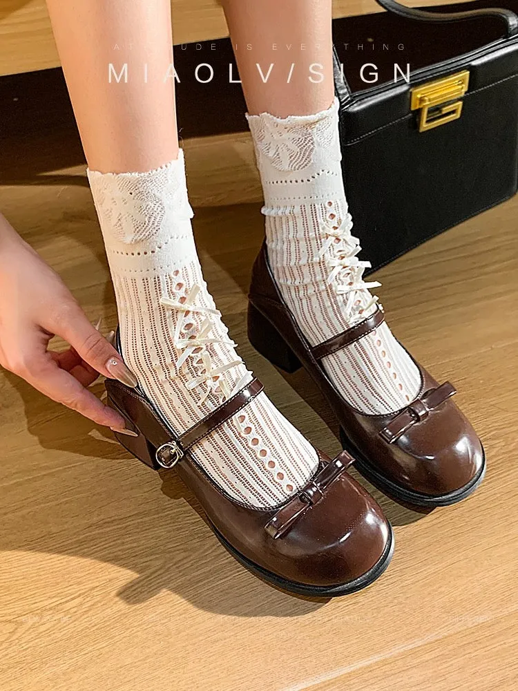 Wonderful Couple Rococo Girl ~ French Mary Jane Small Leather Shoes Women's Shoes Spring and Autumn White Leather Shoes JK Shoes