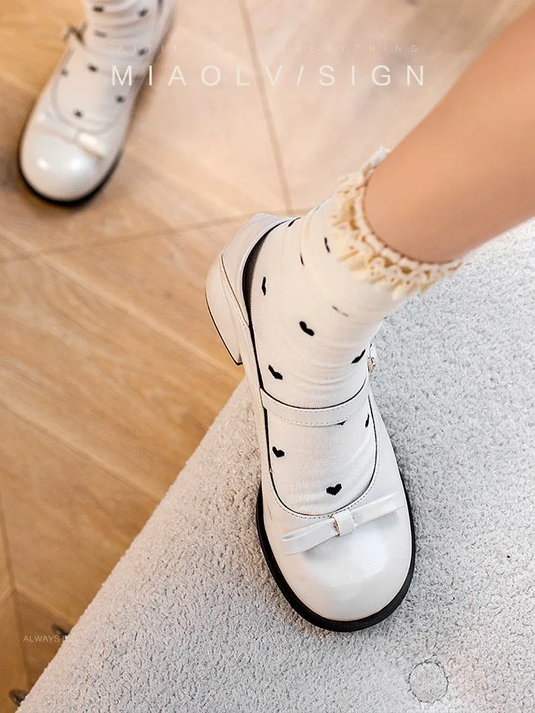 Wonderful Couple Rococo Girl ~ French Mary Jane Small Leather Shoes Women's Shoes Spring and Autumn White Leather Shoes JK Shoes