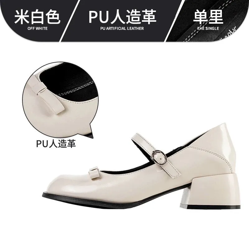 Wonderful Couple Rococo Girl ~ French Mary Jane Small Leather Shoes Women's Shoes Spring and Autumn White Leather Shoes JK Shoes